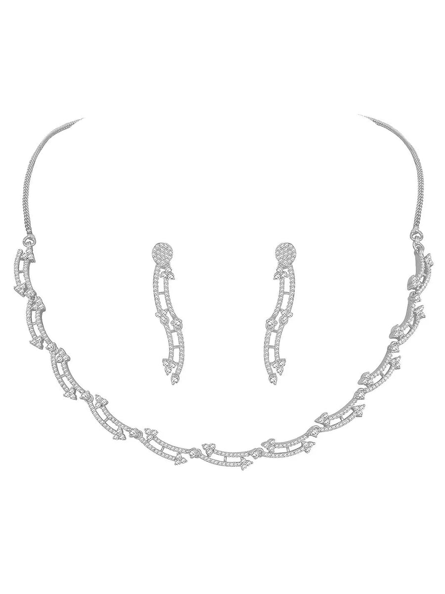 Glamour CZ Necklace Set – Radiant Statement Jewellery by Peora
