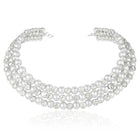 Silver necklace Choker earrings set crafted from alloy, adorned with pearls & crystal for an elegant, timeless look | Peora

