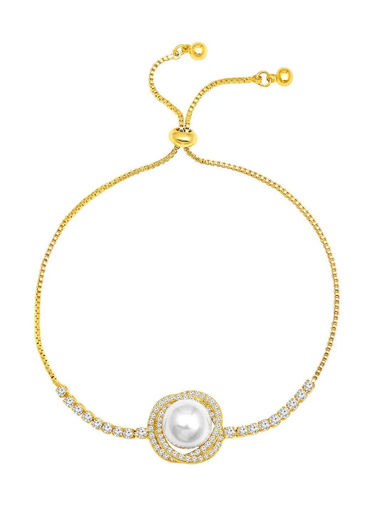 Pearls Adjustable CZ Bracelet by Peora – Elegant Fashion Jewellery


