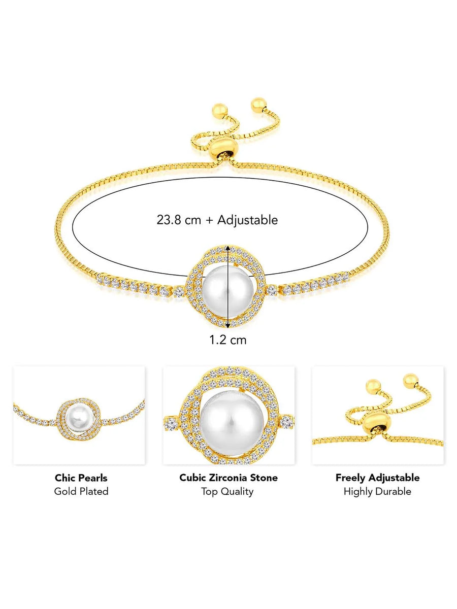 Pearls Adjustable CZ Bracelet by Peora – Elegant Fashion Jewellery

