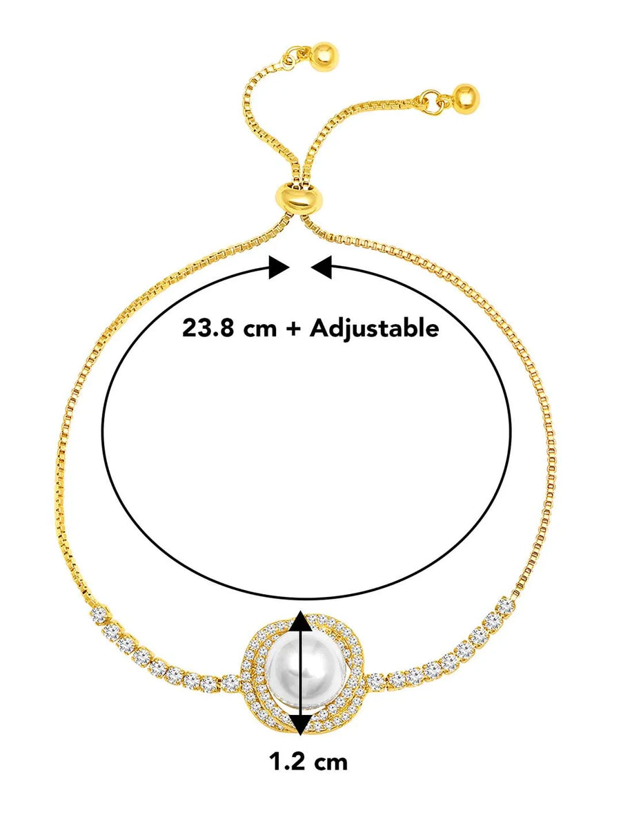 Pearls Adjustable CZ Bracelet by Peora – Elegant Fashion Jewellery

