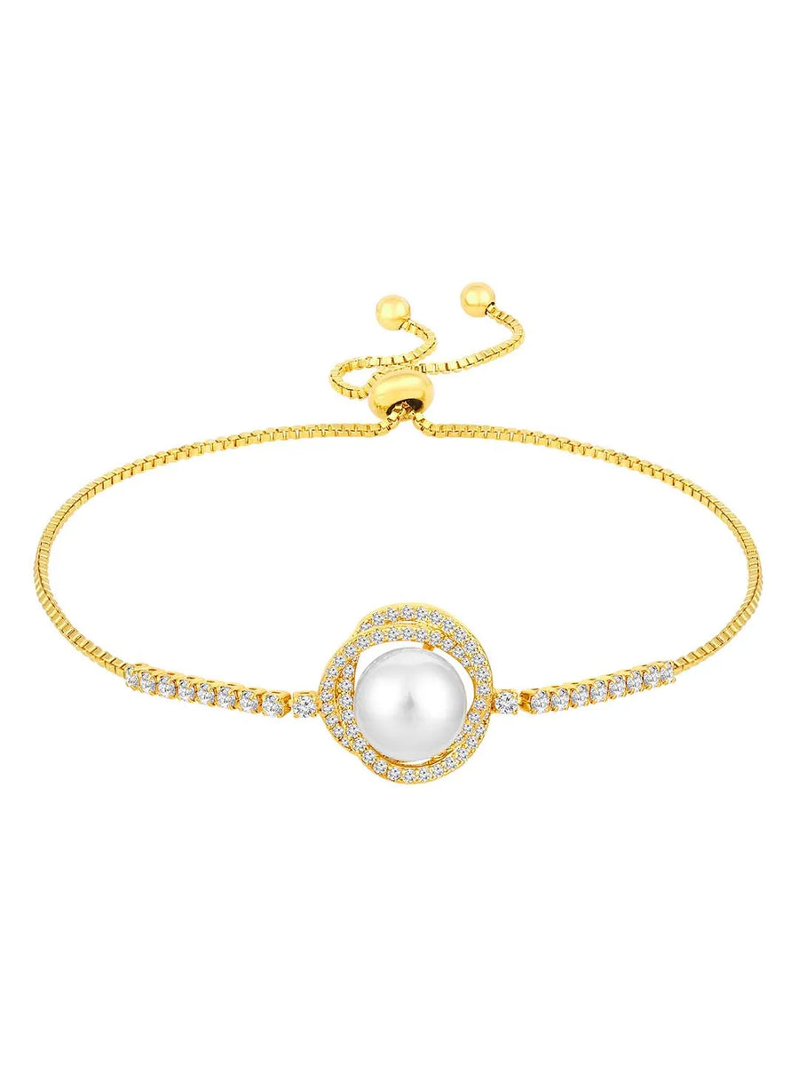 Pearls Adjustable CZ Bracelet by Peora – Elegant Fashion Jewellery

