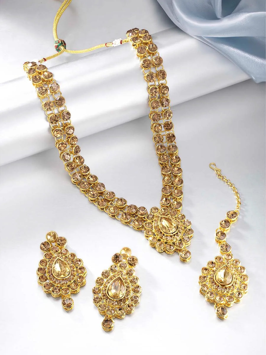 American Diamond Long Necklace Set | Stunning Elegance by Peora

