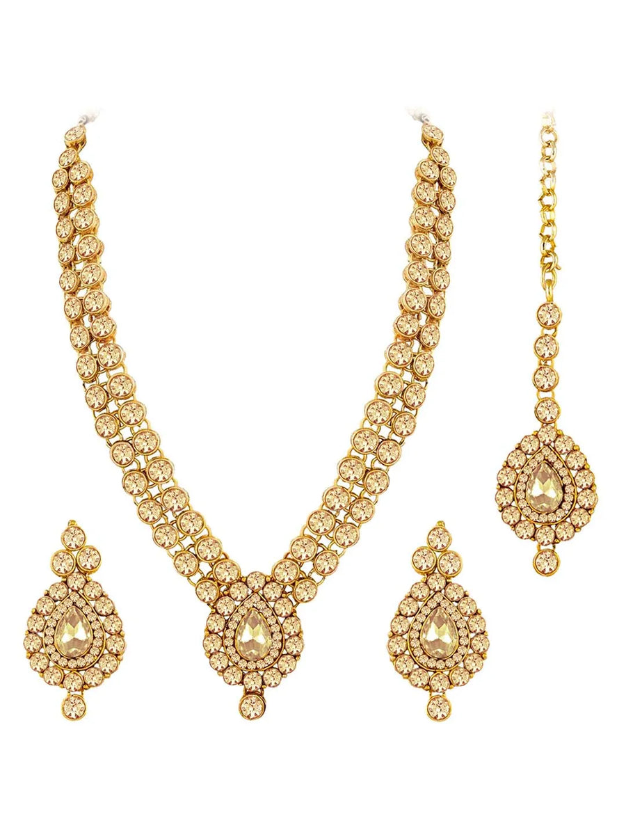 American Diamond Long Necklace Set | Stunning Elegance by Peora

