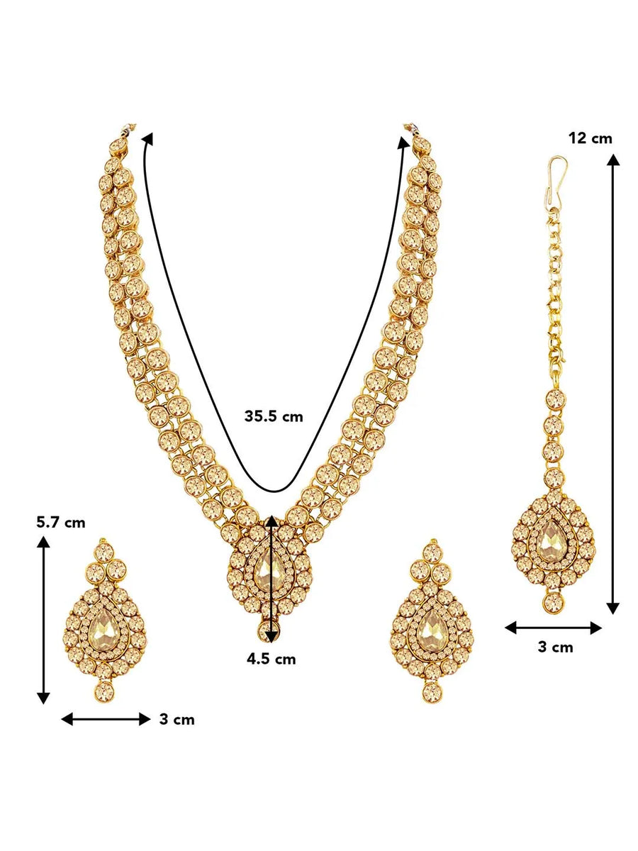 American Diamond Long Necklace Set | Stunning Elegance by Peora

