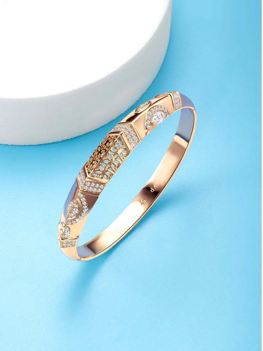 Aura CZ Kada – Sparkling Cubic Zirconia Kada for Women | Peora