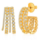 Glamorous Radiant CZ Half Hoop Earrings. A pair of gold-colored half hoop earrings with cubic zirconia embellishments. Ideal for casuals & party looks.