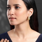 Glamorous Radiant CZ Half Hoop Earrings. A pair of gold-colored half hoop earrings with cubic zirconia embellishments. Ideal for casuals & party looks.