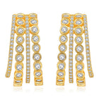 Glamorous Radiant CZ Half Hoop Earrings. A pair of gold-colored half hoop earrings with cubic zirconia embellishments. Ideal for casuals & party looks.