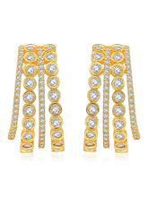 Glamorous Radiant CZ Half Hoop Earrings. A pair of gold-colored half hoop earrings with cubic zirconia embellishments. Ideal for casuals & party looks.