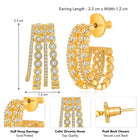 Glamorous Radiant CZ Half Hoop Earrings. A pair of gold-colored half hoop earrings with cubic zirconia embellishments. Ideal for casuals & party looks.