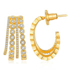 Glamorous Radiant CZ Half Hoop Earrings. A pair of gold-colored half hoop earrings with cubic zirconia embellishments. Ideal for casuals & party looks.