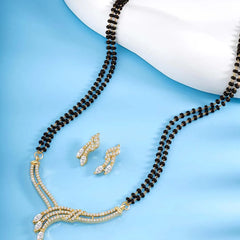 CZ Sleek Curve Gold Mangalsutra Set