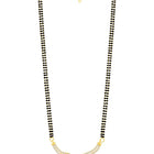 Brilliant Dazzling CZ Mangalsutra Set. Gold CZ mangalsutra set with black beads and matching earrings