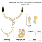 Brilliant Dazzling CZ Mangalsutra Set. Gold CZ mangalsutra set with black beads and matching earrings