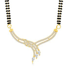 Brilliant Dazzling CZ Mangalsutra Set. Gold CZ mangalsutra set with black beads and matching earrings