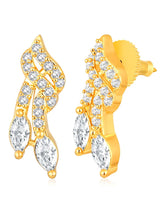 Brilliant Dazzling CZ Mangalsutra Set. Gold CZ mangalsutra set with black beads and matching earrings