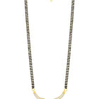 Brilliant Dazzling CZ Mangalsutra Set. Gold CZ mangalsutra set with black beads and matching earrings