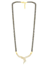 Brilliant Dazzling CZ Mangalsutra Set. Gold CZ mangalsutra set with black beads and matching earrings