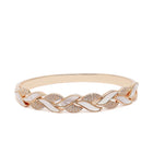 Contemporary Criss-Cross Kada Bracelet in Gold featuring Cubic Zirconia kada bracelet  
