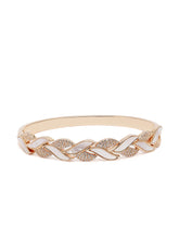 Contemporary Criss-Cross Kada Bracelet in Gold featuring Cubic Zirconia kada bracelet  
