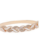 Contemporary Criss-Cross Kada Bracelet in Gold featuring Cubic Zirconia kada bracelet  
