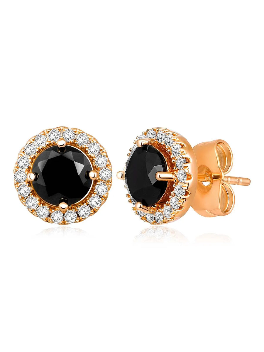 Dazzling Crystal and CZ Dot Earrings - Black