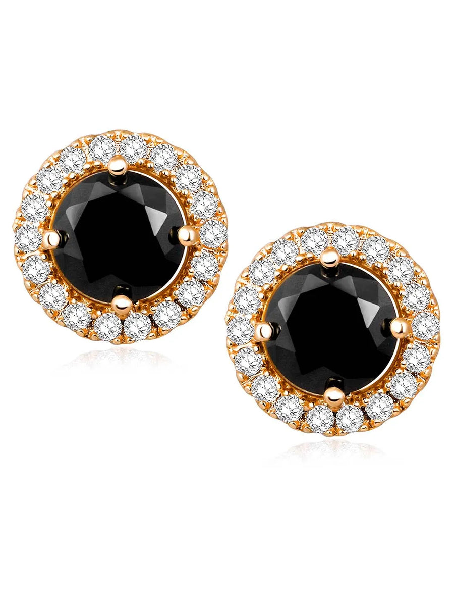 Dazzling Crystal and CZ Dot Earrings - Black
