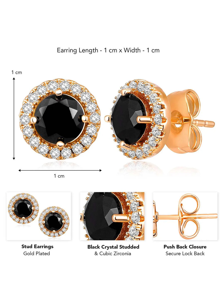 Dazzling Crystal and CZ Dot Earrings - Black