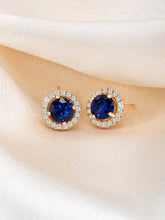 Dazzling Crystal and CZ Dot Earrings - Blue