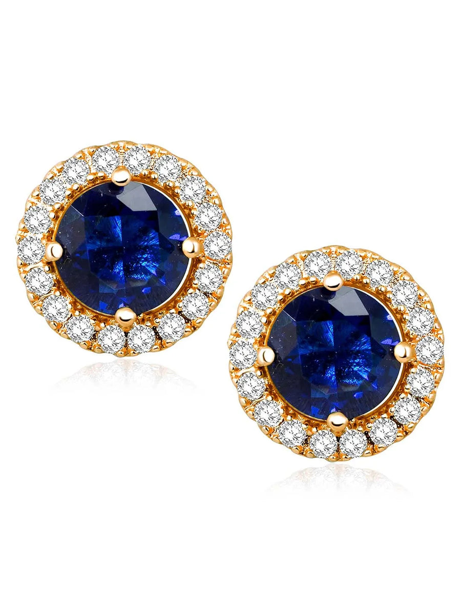 Dazzling Crystal and CZ Dot Earrings - Blue
