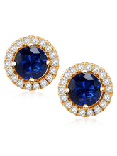 Dazzling Crystal and CZ Dot Earrings - Blue