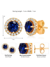Dazzling Crystal and CZ Dot Earrings - Blue