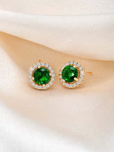 Dazzling Crystal and CZ Dot Earrings - Green