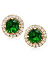 Dazzling Crystal and CZ Dot Earrings - Green
