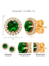 Dazzling Crystal and CZ Dot Earrings - Green
