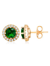 Dazzling Crystal and CZ Dot Earrings - Green
