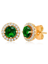 Dazzling Crystal and CZ Dot Earrings - Green