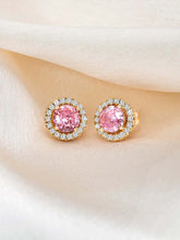 Dazzling Crystal and CZ Dot Earrings - Pink