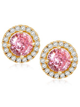 Dazzling Crystal and CZ Dot Earrings - Pink