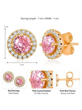 Dazzling Crystal and CZ Dot Earrings - Pink