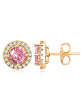 Dazzling Crystal and CZ Dot Earrings - Pink