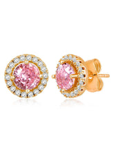 Dazzling Crystal and CZ Dot Earrings - Pink