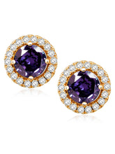 Dazzling Crystal and CZ Dot Earrings - Purple