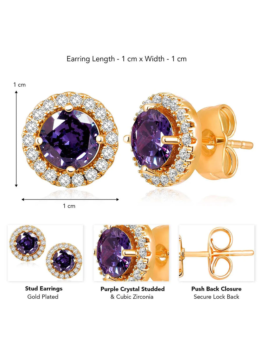 Dazzling Crystal and CZ Dot Earrings - Purple