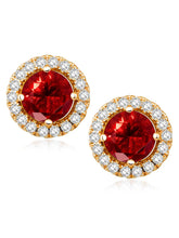 Dazzling Crystal and CZ Dot Earrings - Red