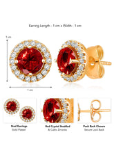Dazzling Crystal and CZ Dot Earrings - Red