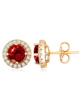 Dazzling Crystal and CZ Dot Earrings - Red