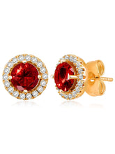 Dazzling Crystal and CZ Dot Earrings - Red
