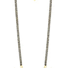 Stunning Radiant CZ Mangalsutra Set. Gold CZ mangalsutra set with black beads and matching earrings, in teardrop shape.